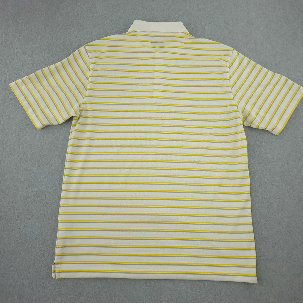 Nike Golf Dri-FIT Polo Shirt Mens M Yellow Stripe Kukio Golf Performance Top